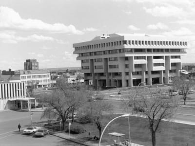 Exterior view of the Law Courts Building in Edmonton from 1978.