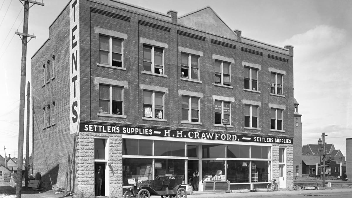 Photograph of Crawford Block, an important historical building in Edmonton.