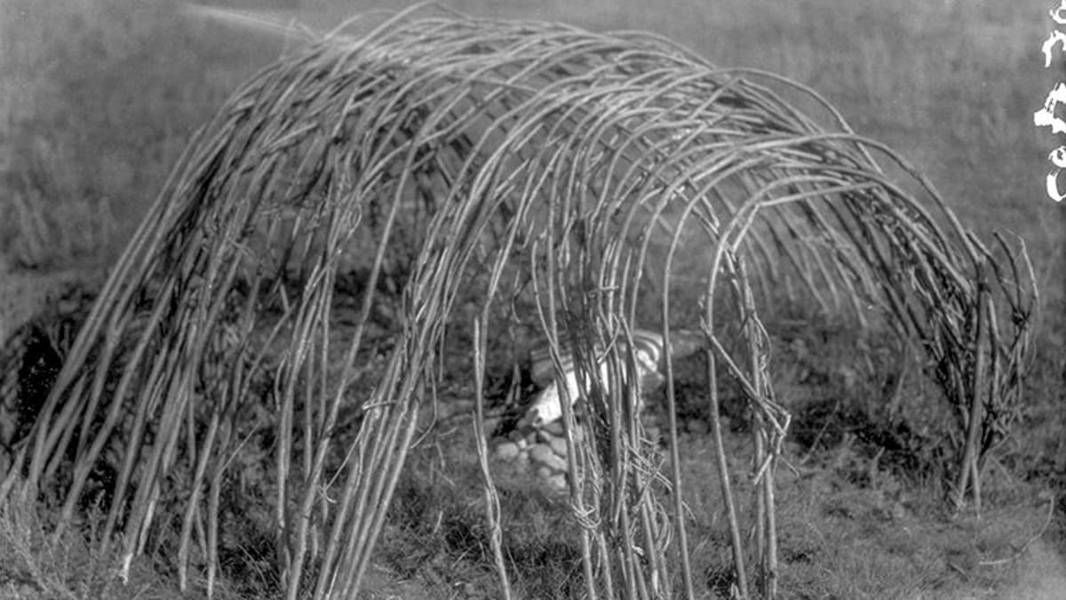Sweatlodge structure in the Waterhen River area of Northern Saskatchewan, 1930