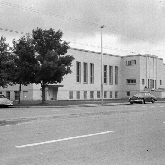 Beth Shalom Synagogue,1952, view along Jasper Avenue