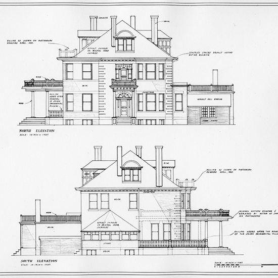 Secord House - North & South Elevation blue prints