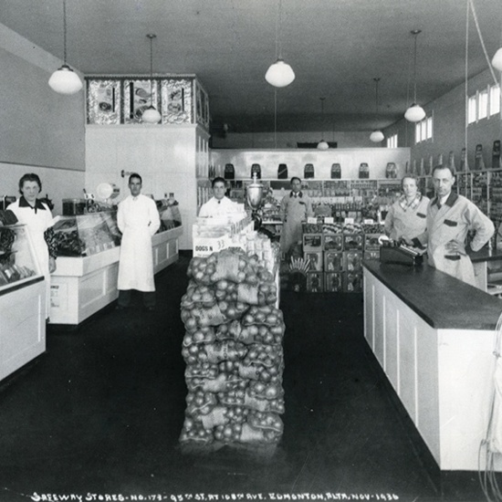 Safeway interior , 95 Street and 108 Avenue, 1936